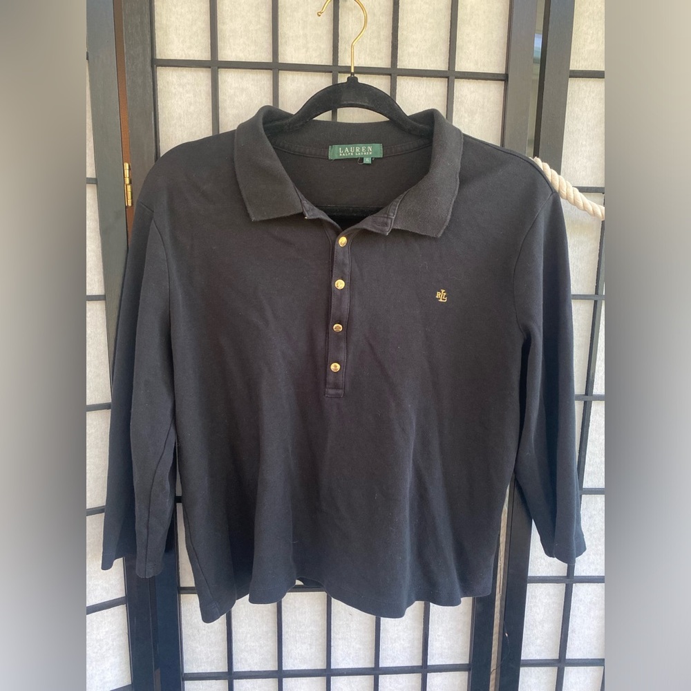 XL Ralph Lauren Navy Blue Half button down top